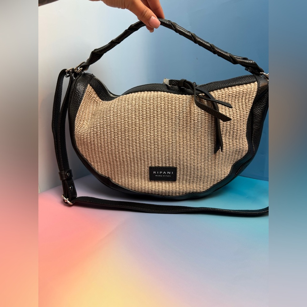 Ripani Made in Italy Woven Leather Crossbody Shoulder Bag